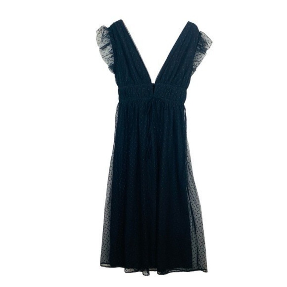 Lulus Yours Evermore Black Swiss Dot Ruffled‎ Midi Dress Size Medium - Picture 4 of 10
